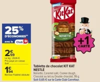 Tablette de chocolat KIT KAT NESTLÉ Noisette, Caramel salé, Cookie dough, Chocolat au lait ou Double chocolat