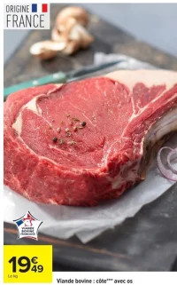 Viande bovine : côte*** avec os