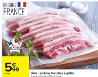 Porc : poitrine tranchée à griller