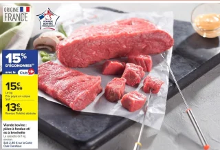 Viande bovine : pièce à fondue et/ ou à brochette