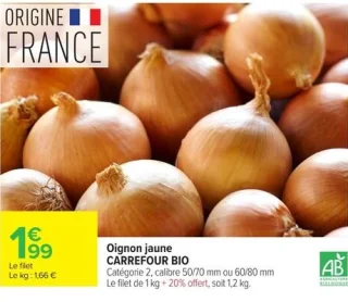 Oignon jaune CARREFOUR BIO