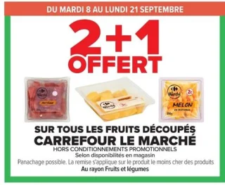 Tous les fruits découpés Carrefour le Marché