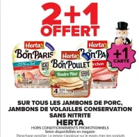 Jambons de porc, jambons de volailles conservation sans nitrite HERTA