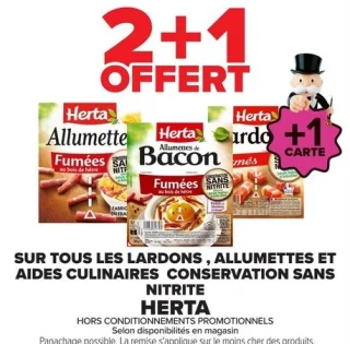 Lardons, allumettes et aides culinaires conservation sans nitrite HERTA