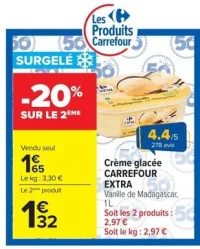 Crème glacée CARREFOUR EXTRA