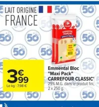Emmental Bloc "Maxi Pack" CARREFOUR CLASSIC