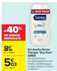Gel douche Derma Thérapie "Duo Pack" SANEX