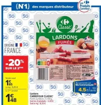 Lardons fumés Carrefour Classic