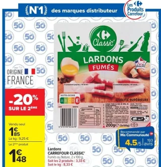 Lardons fumés Carrefour Classic