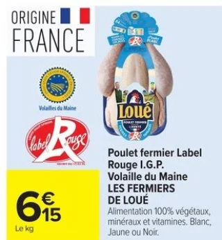 Poulet fermier Label Rouge I.G.P. Volaille du Maine LES FERMIERS DE LOUÉ
