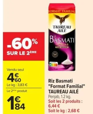 Riz Basmati "Format Familial" Taureau Ailé