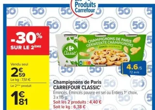 Champignons de Paris Carrefour Classic'