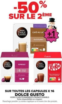 SUR TOUTES LES CAPSULES X 16 DOLCE GUSTO