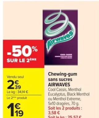 Chewing-gum sans sucres AIRWAVES