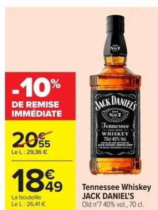 Tennessee Whiskey JACK DANIEL'S Old n°7