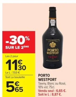 Porto WESTPORT Tawny, Blanc ou Rosé