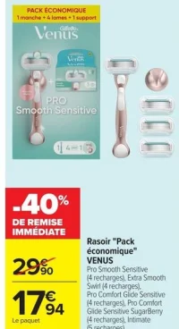 Rasoir "Pack économique" VENUS Pro Smooth Sensitive
