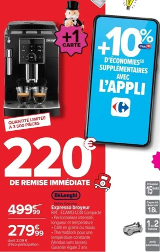 DeLonghi Espresso broyeur ECAM13.123B Compacte