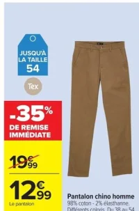 Pantalon chino homme Tex