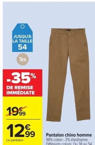 Pantalon chino homme Tex