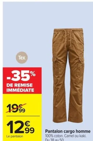 Pantalon cargo homme Tex