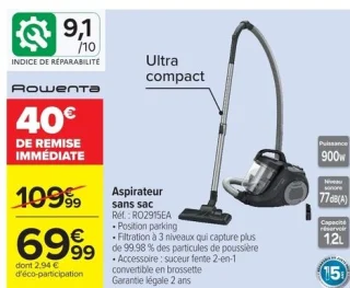 Aspirateur sans sac RO2915EA Rowenta