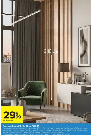 Panneau décoratif 240 x 60 cm FJORDA