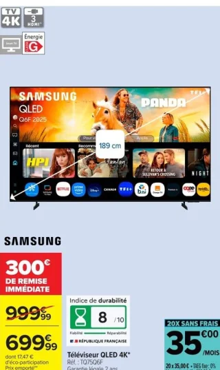 Téléviseur QLED 4K Samsung TQ75Q6F