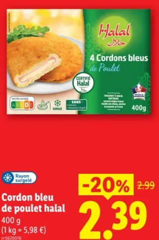 Cordon bleu de poulet halal
