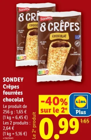 Sondey Crêpes fourrées chocolat