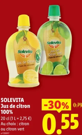 Solevita Jus de citron 100%