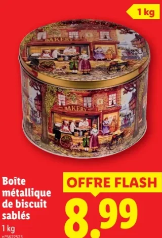 Boîte métallique de biscuit sablés