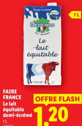 Faire France Le lait équitable demi-écrémé