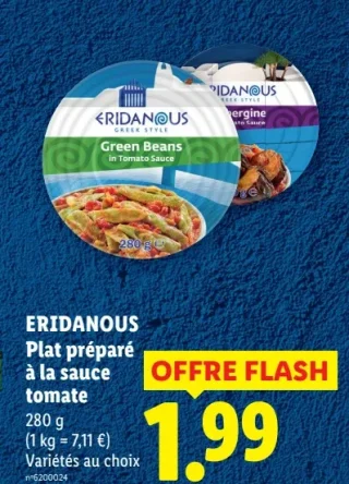 Plat préparé à la sauce tomate Eridanous