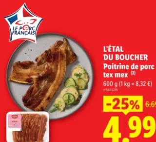 Poitrine de porc tex mex L'étal du Boucher