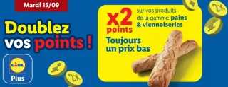 Lidl Plus - x2 points sur vos produits de la gamme pains & viennoiseries