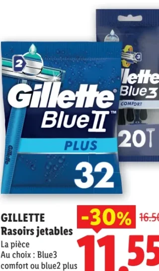GILLETTE Rasoirs jetables Blue3 comfort ou blue2 plus