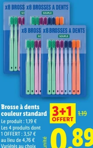 DENTALUX Brosse à dents couleur standard