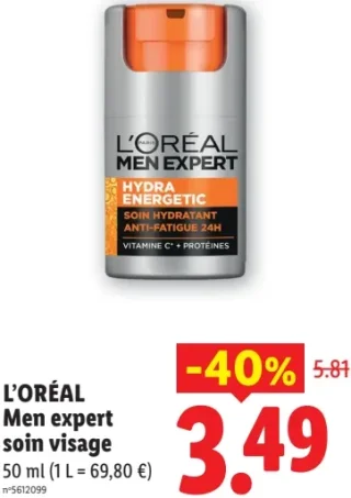 L'Oréal Men expert soin visage Hydra Energetic