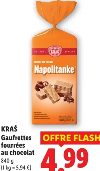 KRAŠ Gaufrettes fourrées au chocolat