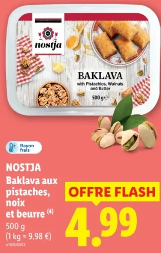 NOSTJA Baklava aux pistaches, noix et beurre