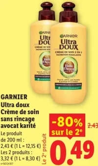 GARNIER Ultra doux Crème de soin sans rinçage avocat karité