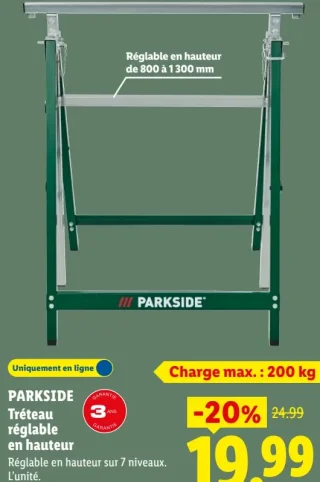 PARKSIDE Tréteau réglable en hauteur