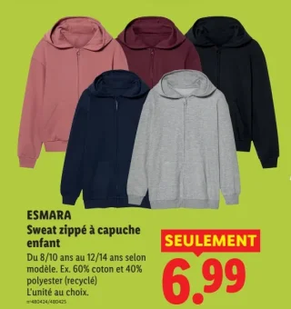 ESMARA Sweat zippé à capuche enfant