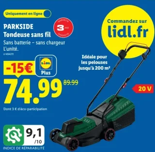PARKSIDE Tondeuse sans fil 20 V