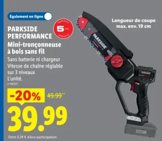 PARKSIDE PERFORMANCE Mini-tronçonneuse à bois sans fil