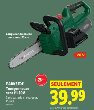 PARKSIDE Tronçonneuse sans fil 20V