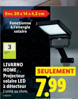 LIVARNO HOME Projecteur solaire LED à détecteur