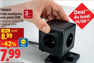 TRONIC Cube multiprise avec ports USB