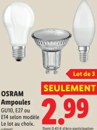 OSRAM Ampoules GU10, E27 ou E14